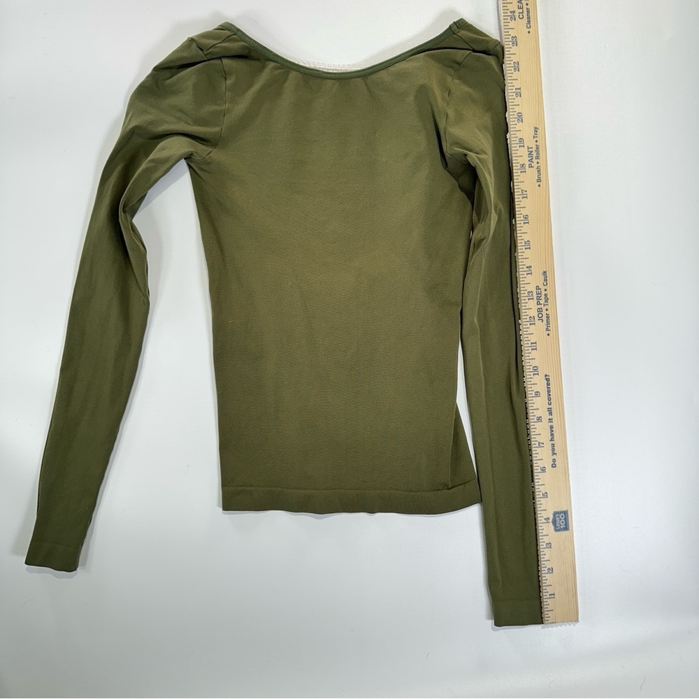 Intimately Free People Open Back Fitted Long Sleeve Top Olive XS S - Picture 7 of 7